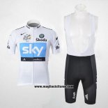 2011 Abbigliamento Ciclismo Sky Lider Bianco e Celeste Manica Corta e Salopette