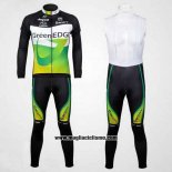 2012 Abbigliamento Ciclismo GreenEDGE Nero e Verde Manica Lunga Salopette