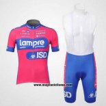2012 Abbigliamento Ciclismo Lampre ISD Rosa e Celeste Manica Corta e Salopette
