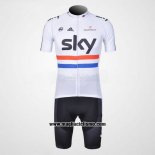2012 Abbigliamento Ciclismo Sky Campione Regno Unito Nero e Bianco Manica Corta e Salopette