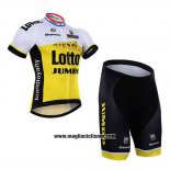 2016 Abbigliamento Ciclismo Lotto NL Jumbo Bianco e Giallo Manica Corta e Salopette