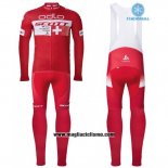 2016 Abbigliamento Ciclismo Scott Rosso e Bianco Manica Lunga e Salopette
