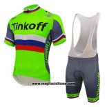 2016 Abbigliamento Ciclismo UCI Mondo Campione Tinkoff Verde Manica Corta e Salopette