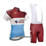2018 Abbigliamento Ciclismo Ag2r La Mondiale Marrone e Bianco Manica Corta e Salopette