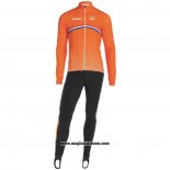 2019 Abbigliamento Ciclismo Paesi Bassi Arancione Manica Lunga e Salopette