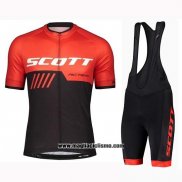 2019 Abbigliamento Ciclismo Scott Nero Rosso Manica Corta e Salopette