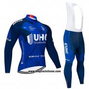2020 Abbigliamento Ciclismo UHC Spento Blu Manica Lunga e Salopette