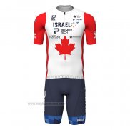 2022 Abbigliamento Ciclismo Canada Champion Israel Cycling Academy Rosso Manica Corta e Salopette