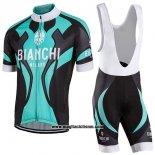 2016 Abbigliamento Ciclismo Bianchi Nero e Celeste Manica Corta e Salopette