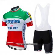 2019 Abbigliamento Ciclismo Deceuninck Quick Step Verde Bianco Rosso Manica Corta e Salopette