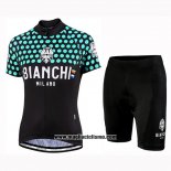 2019 Abbigliamento Ciclismo Donne Bianchi Dot Nero Verde Manica Corta e Salopette