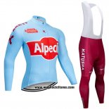 2019 Abbigliamento Ciclismo Katusha Alpecin Blu Rosso Manica Lunga e Salopette