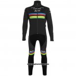 2020 Abbigliamento Ciclismo UCI Mondo Campione Trek Segafredo Nero Manica Lunga e Salopette