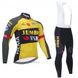 2021 Abbigliamento Ciclismo Jumbo Visma Giallo Nero Manica Lunga e Salopette