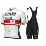 2023 Abbigliamento Ciclismo Japanese Campione Bahrain Victorious Bianco Rosso Manica Corta e Salopette
