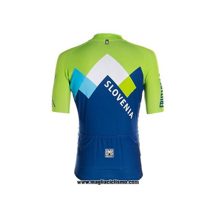 2020 Abbigliamento Ciclismo Slovenia Verde Blu Manica Corta e Salopette